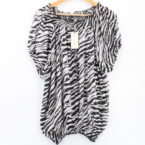 Isabella Rodriguez Blouse Top Women Animal Print Lightweight Short Sleeve XL NWT